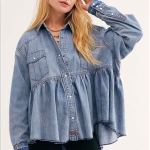 Free People denim button down.